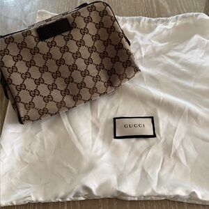 Gucci Beige and Brown Monogram belt bag